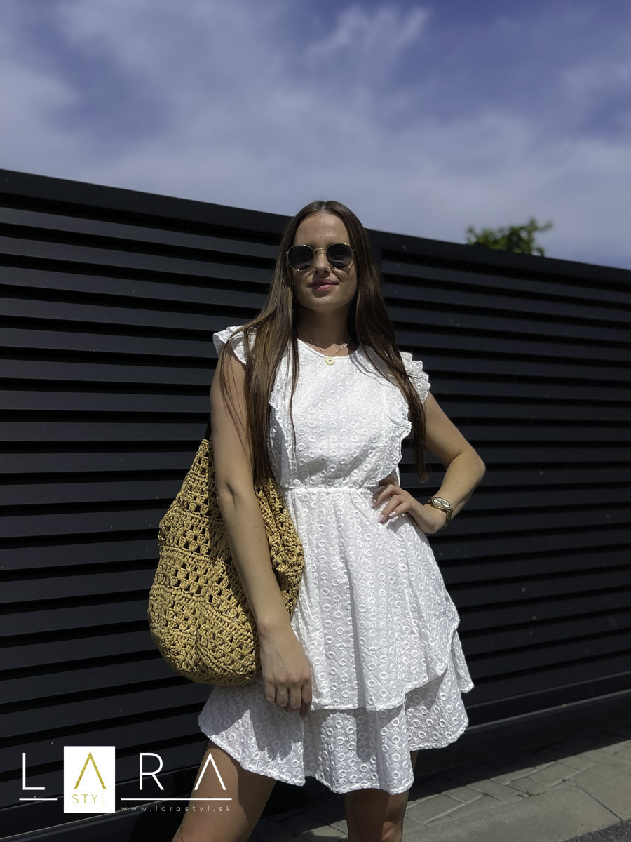 Madeirové šaty LENZA, biele