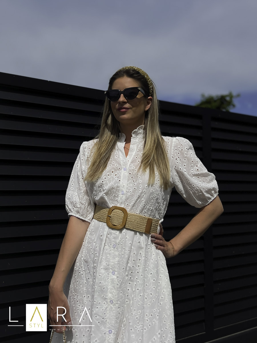 Madeirové šaty KARIN, biele